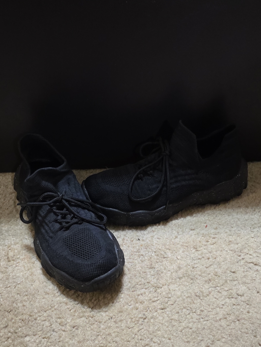Men's Black Knit Athletic Sneakers - Lightweight Comfort